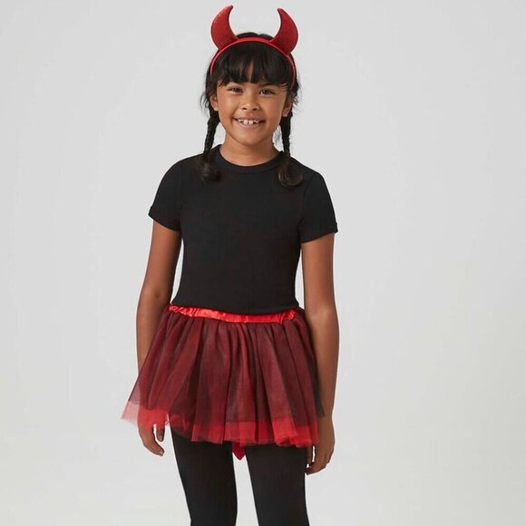 Cute & Colorful Girls Devil Skirt & Horns Kids Dress up Fashion Costume Set - Picture 2 of 6